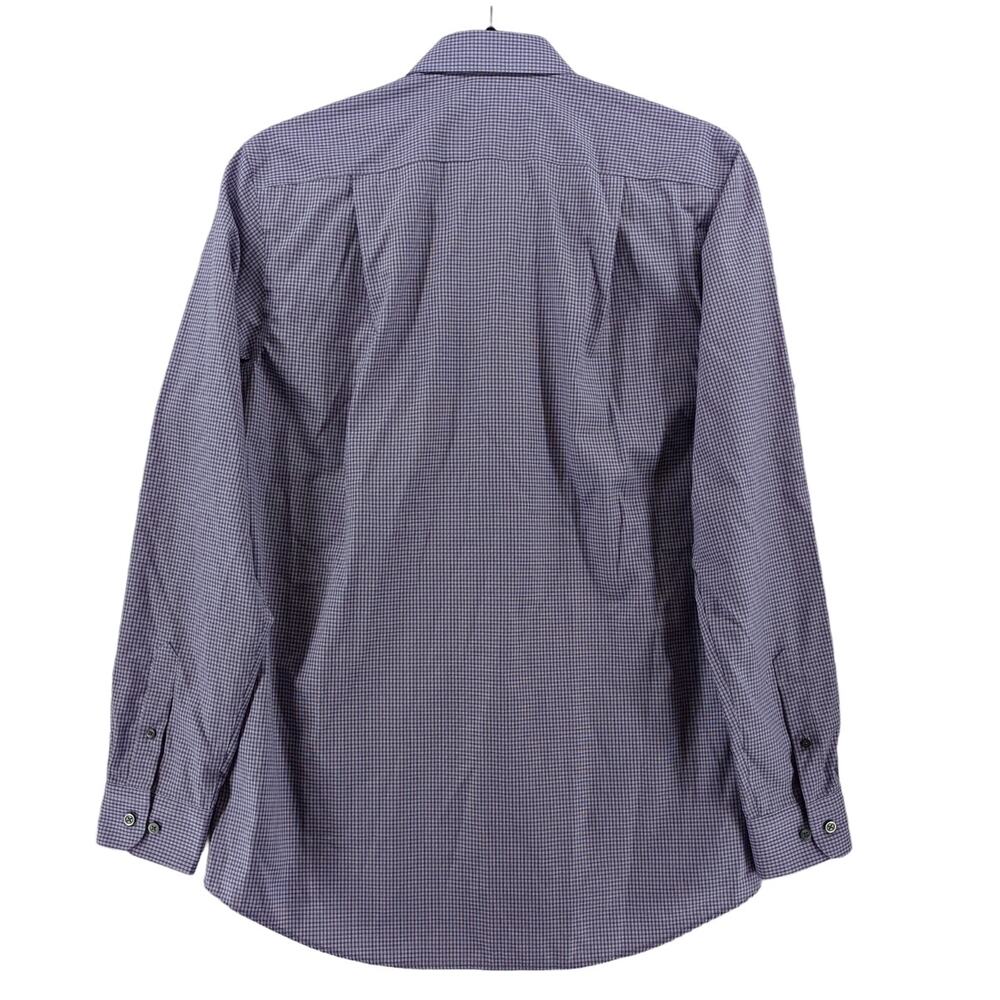 Kenneth Cole Awearness Check Dress Shirt Purple Mens Slim Fit 16 1/2 36/37 Tall - Picture 2 of 9